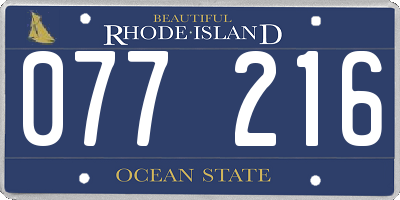 RI license plate 077216