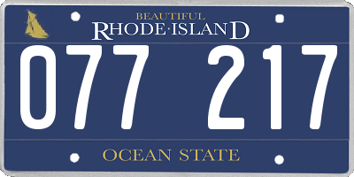 RI license plate 077217