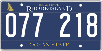 RI license plate 077218