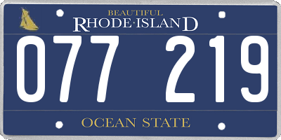 RI license plate 077219