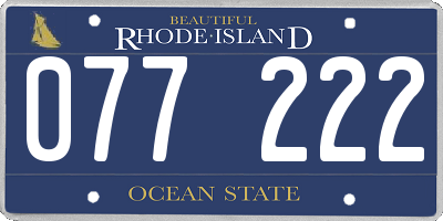 RI license plate 077222