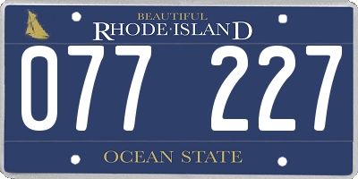 RI license plate 077227