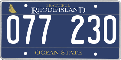 RI license plate 077230