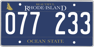 RI license plate 077233