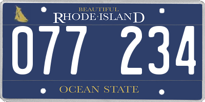 RI license plate 077234