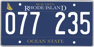RI license plate 077235