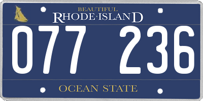 RI license plate 077236