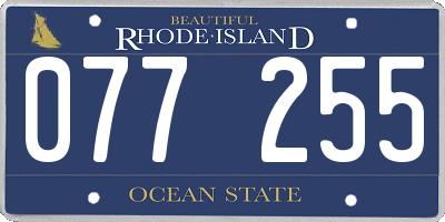 RI license plate 077255