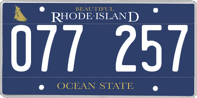 RI license plate 077257