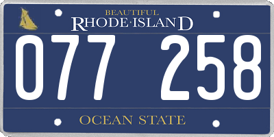 RI license plate 077258