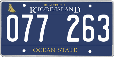 RI license plate 077263