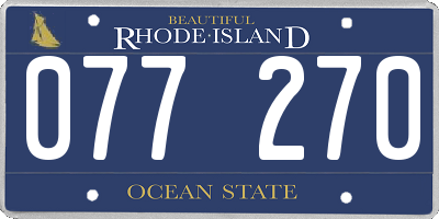 RI license plate 077270
