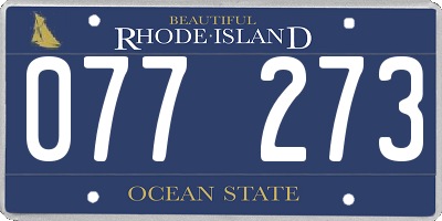 RI license plate 077273