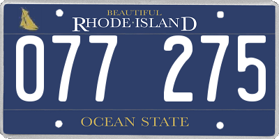 RI license plate 077275