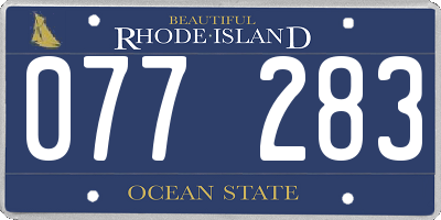 RI license plate 077283
