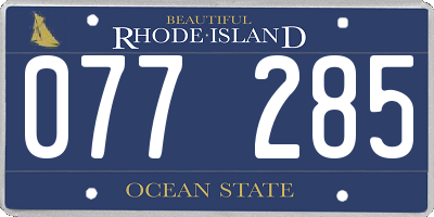 RI license plate 077285