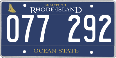 RI license plate 077292