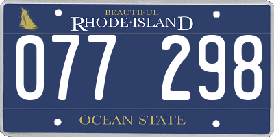 RI license plate 077298