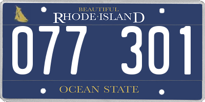 RI license plate 077301