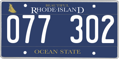 RI license plate 077302