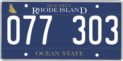 RI license plate 077303