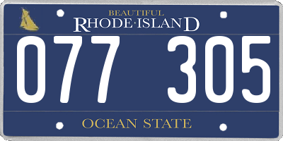 RI license plate 077305