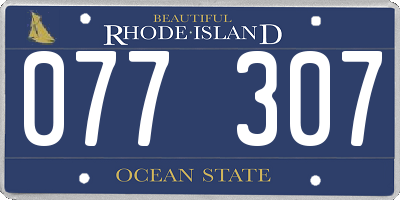 RI license plate 077307