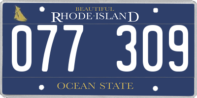 RI license plate 077309