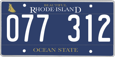 RI license plate 077312