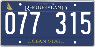 RI license plate 077315
