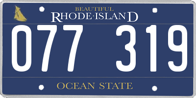 RI license plate 077319