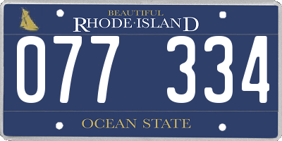 RI license plate 077334