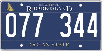 RI license plate 077344