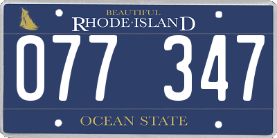 RI license plate 077347