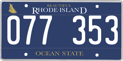RI license plate 077353