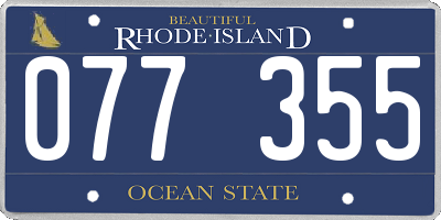RI license plate 077355