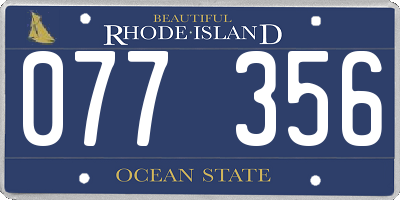 RI license plate 077356