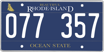 RI license plate 077357
