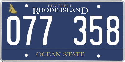 RI license plate 077358
