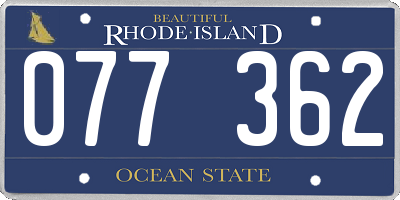 RI license plate 077362