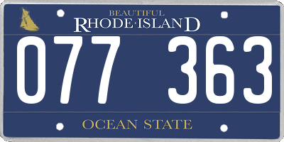 RI license plate 077363