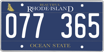 RI license plate 077365
