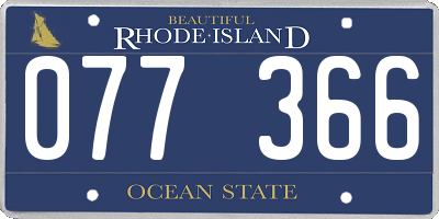 RI license plate 077366