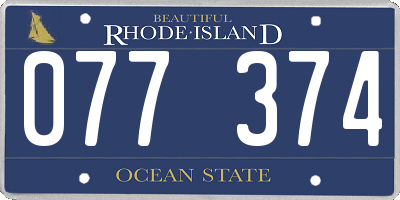 RI license plate 077374