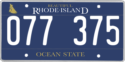 RI license plate 077375