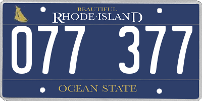 RI license plate 077377