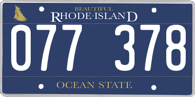 RI license plate 077378