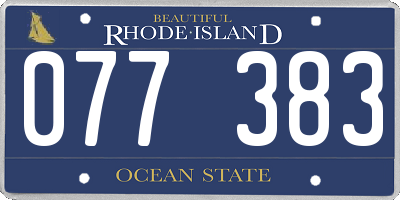RI license plate 077383