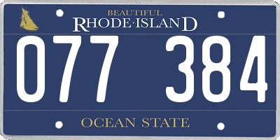 RI license plate 077384