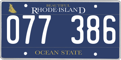 RI license plate 077386